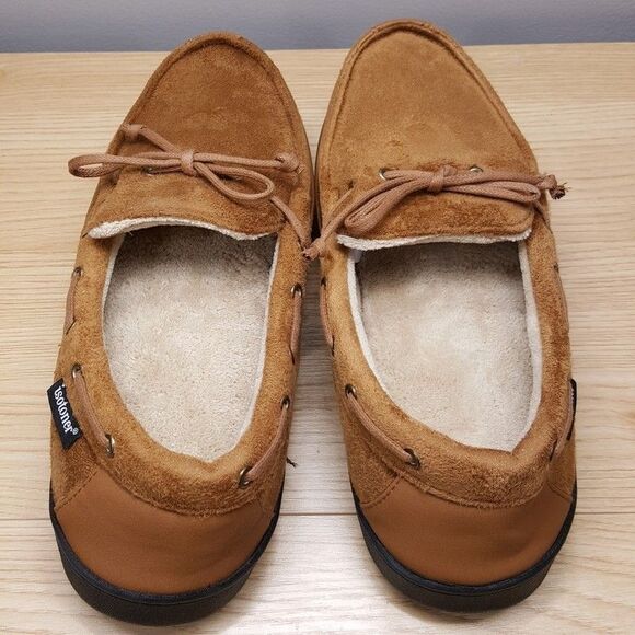 ISOTONER Slippers Mens Size 11 12 Tan Slip On Plush Lined Gel Memory Foam main image 5